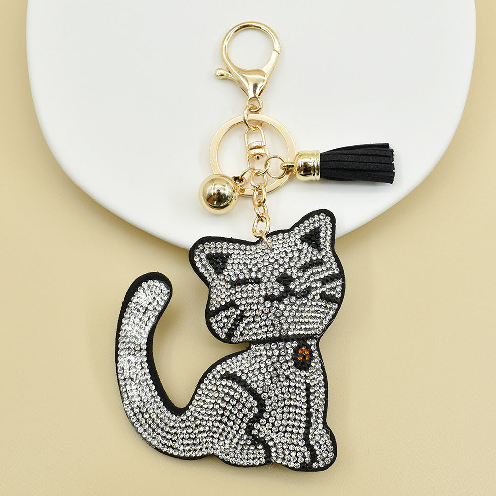 Wholesale Metal Rhinestone Magic Boots Ghost Cat Cartoon Animal Keychain